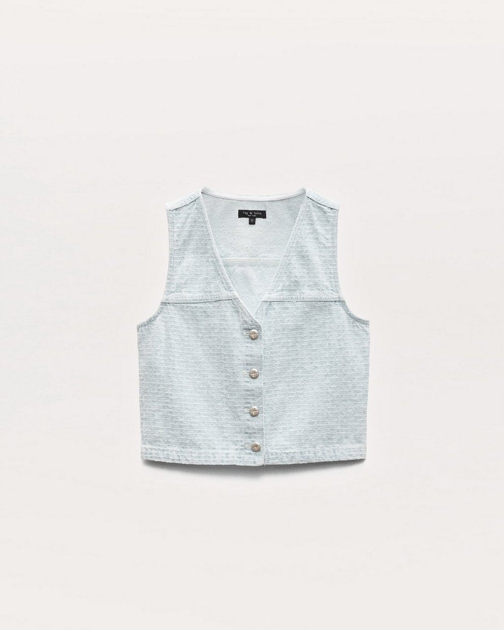 Juliana Textured Denim Vest - Sky Blue Tweed