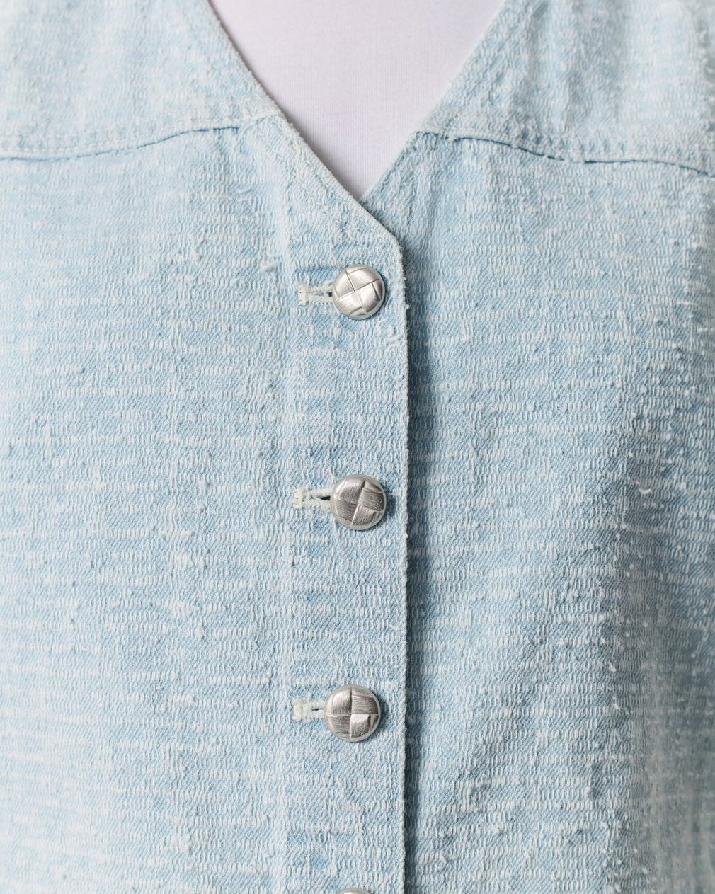 Juliana Textured Denim Vest - Sky Blue Tweed