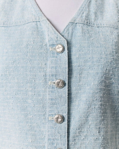 Juliana Textured Denim Vest - Sky Blue Tweed