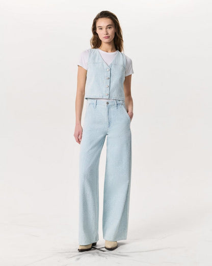 Juliana Textured Denim Vest - Sky Blue Tweed