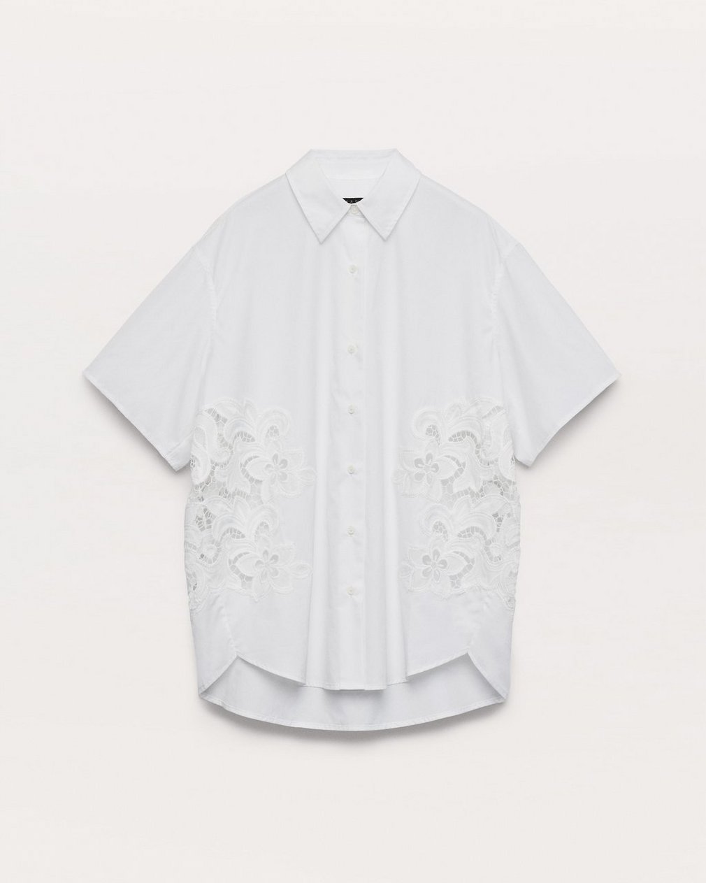 Amy Lace Poplin Shirt - White Lace