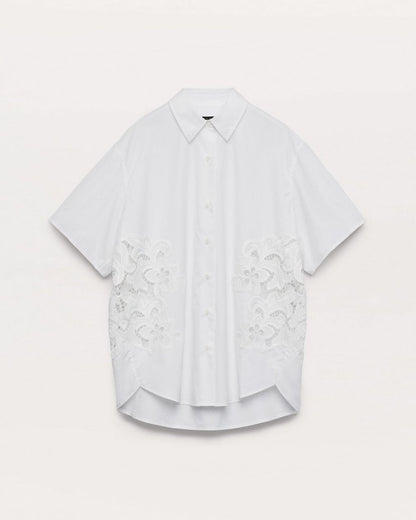 Amy Lace Poplin Shirt - White Lace