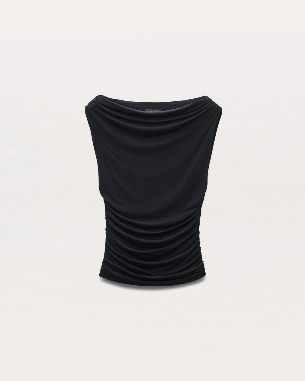 Luca Shirred Scoop-Neck Top - Black