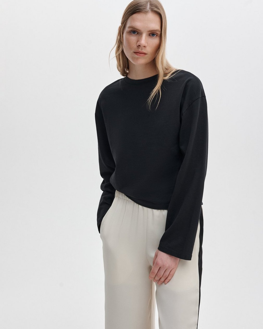 Kelly Boxy Long-Sleeve Tee - Black