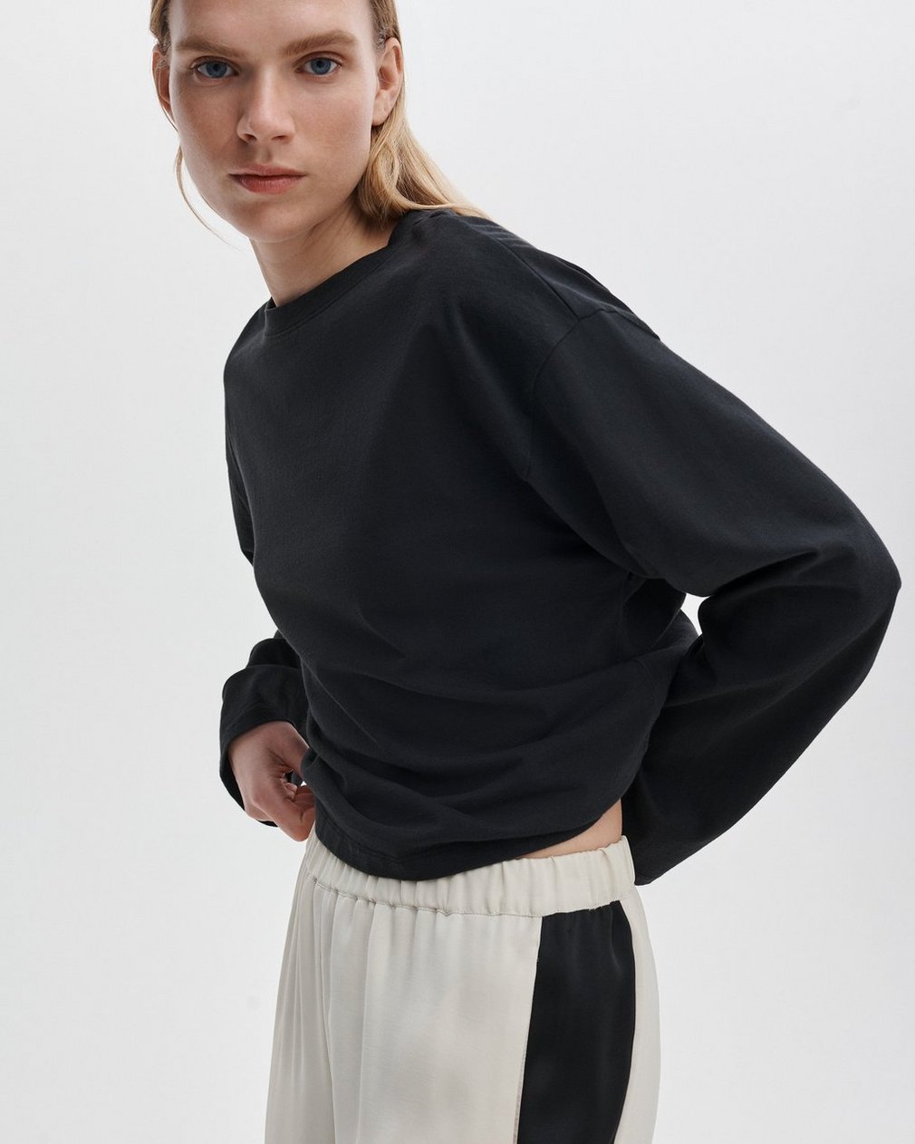 Kelly Boxy Long-Sleeve Tee - Black