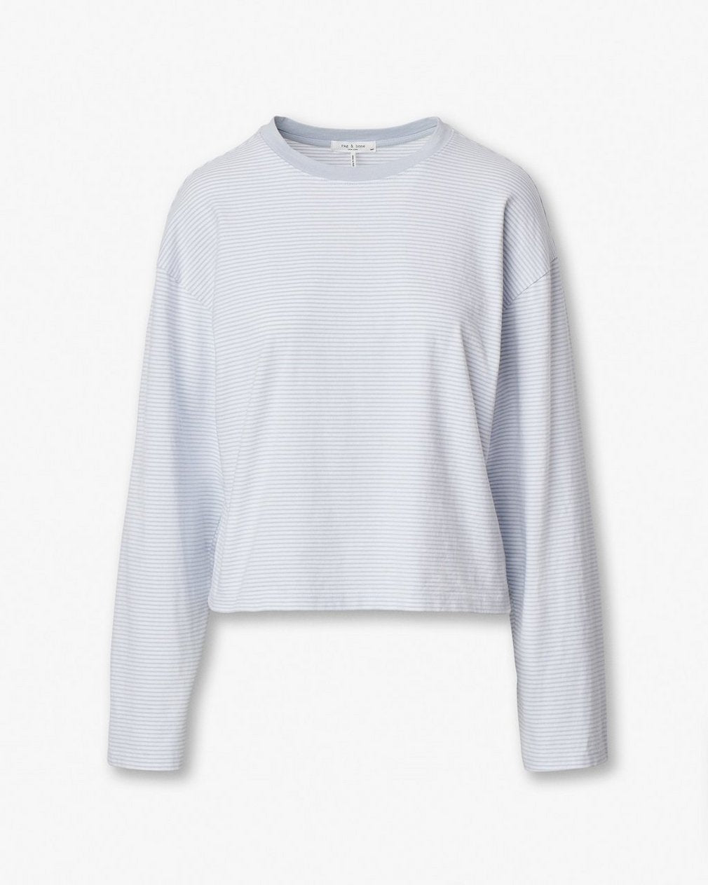 Kelly Boxy Striped Long-Sleeve Tee - Light Blue Multi