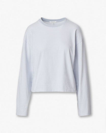 Kelly Boxy Striped Long-Sleeve Tee - Light Blue Multi