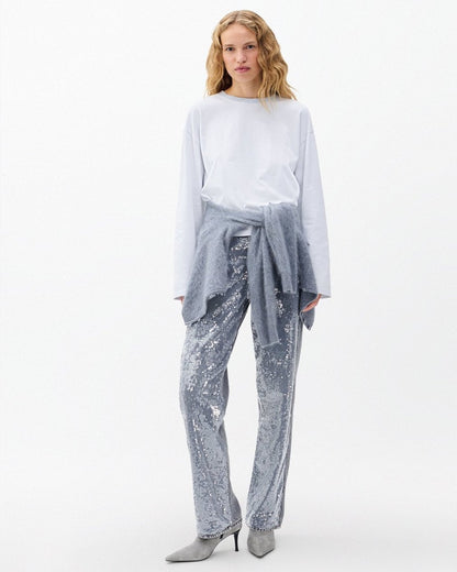 Kelly Boxy Striped Long-Sleeve Tee - Light Blue Multi