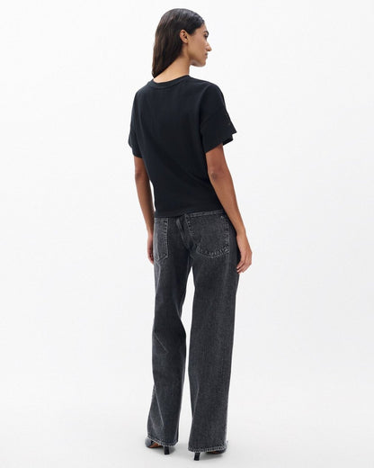 Kelly Boxy Beaded Floral Tee - Black