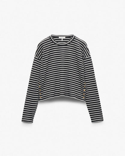 The Knit Striped Long-Sleeve Tee - Black Multi