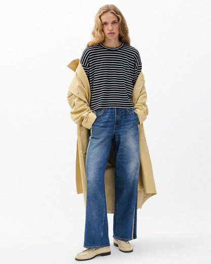 The Knit Striped Long-Sleeve Tee - Black Multi