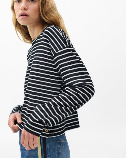The Knit Striped Long-Sleeve Tee - Black Multi