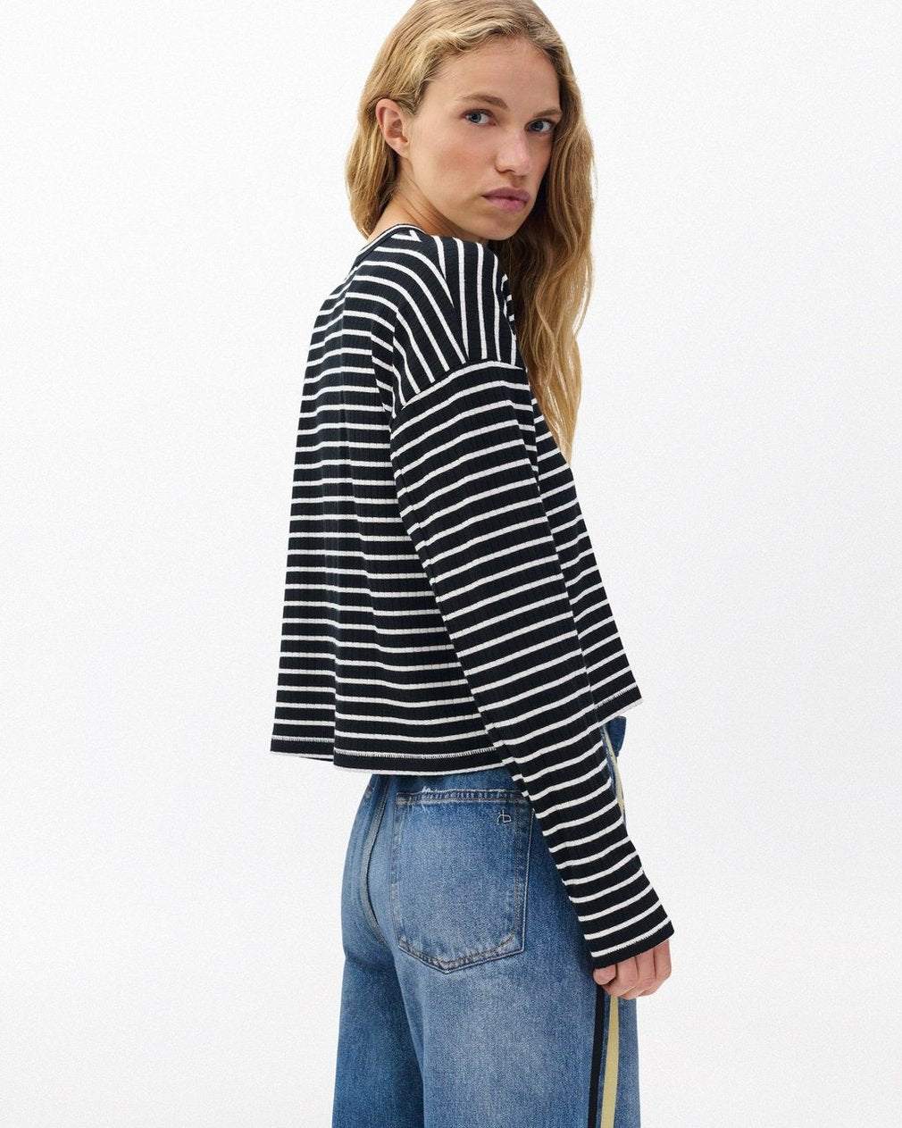 The Knit Striped Long-Sleeve Tee - Black Multi