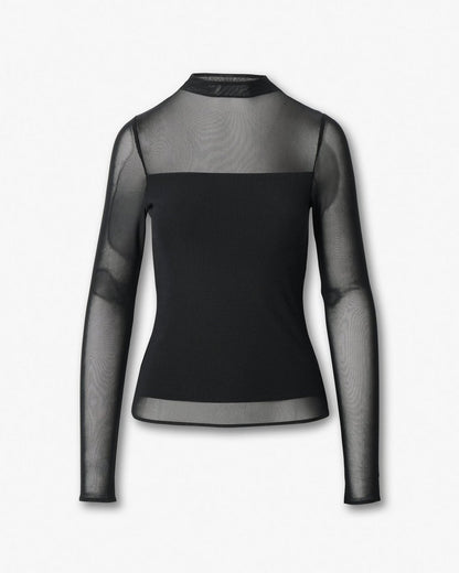 Luca Mixed-Media Mockneck - Black