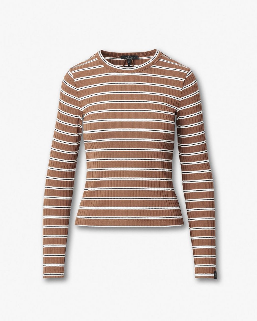 Luca Striped Ribbed Long-Sleeve Tee - Toffee Multi