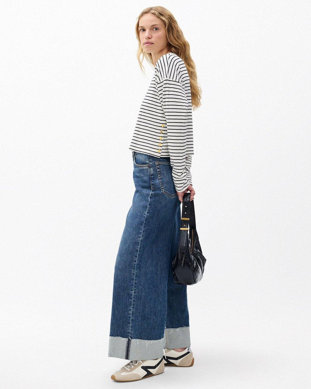 The Knit Striped Long-Sleeve Tee - Beige Multi