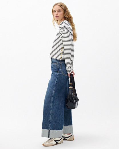 The Knit Striped Long-Sleeve Tee - Beige Multi