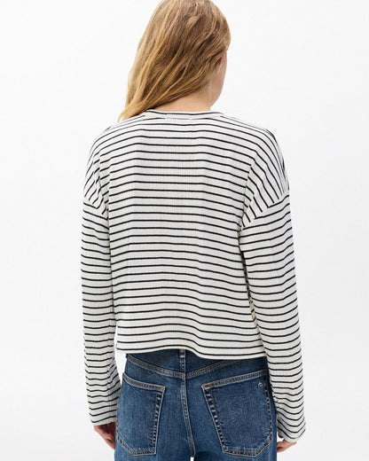 The Knit Striped Long-Sleeve Tee - Beige Multi