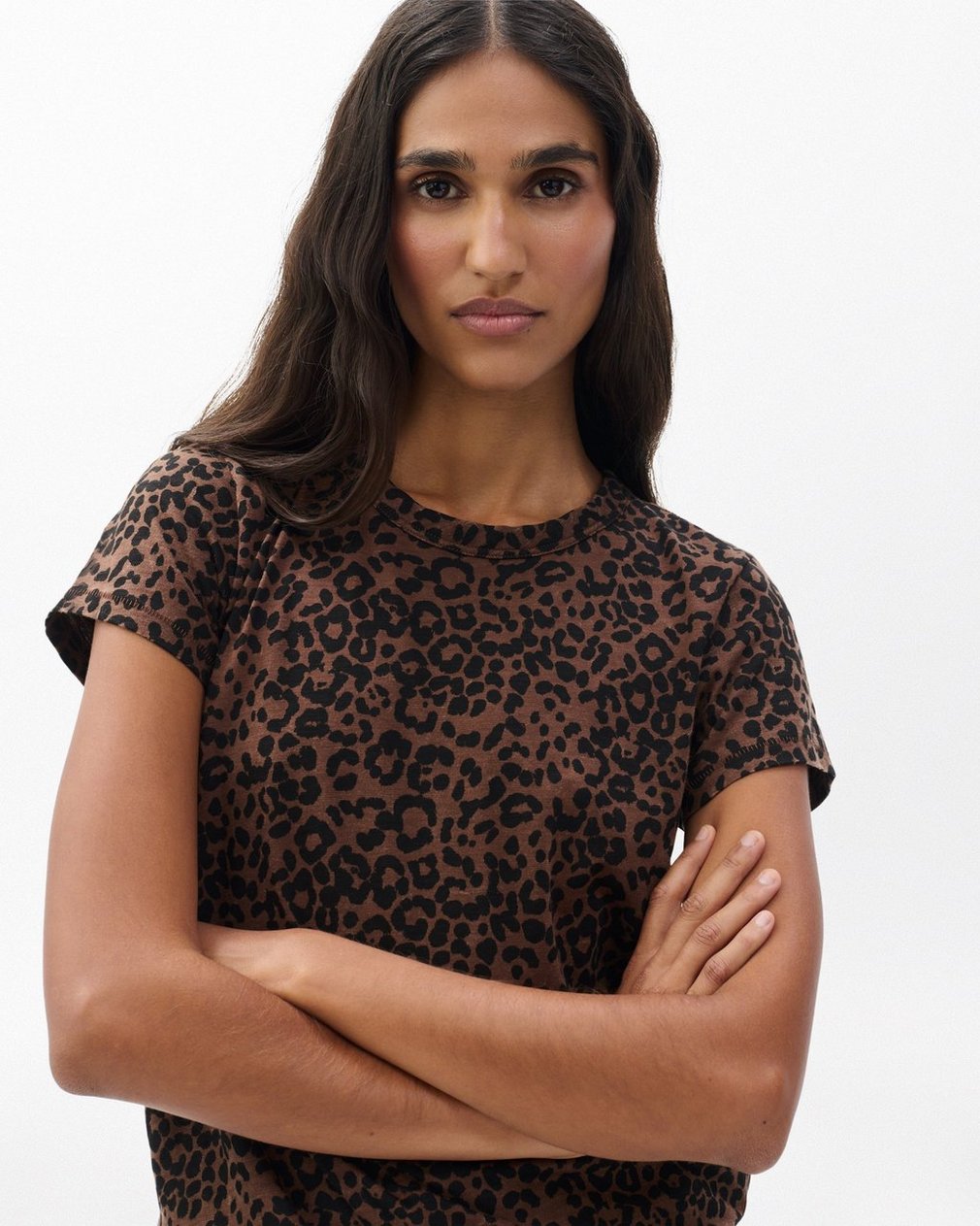 Leopard-Print Cotton Tee - Brown Multi