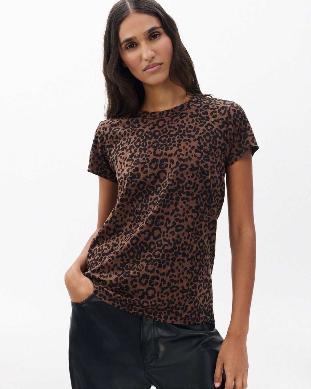 Leopard-Print Cotton Tee - Brown Multi