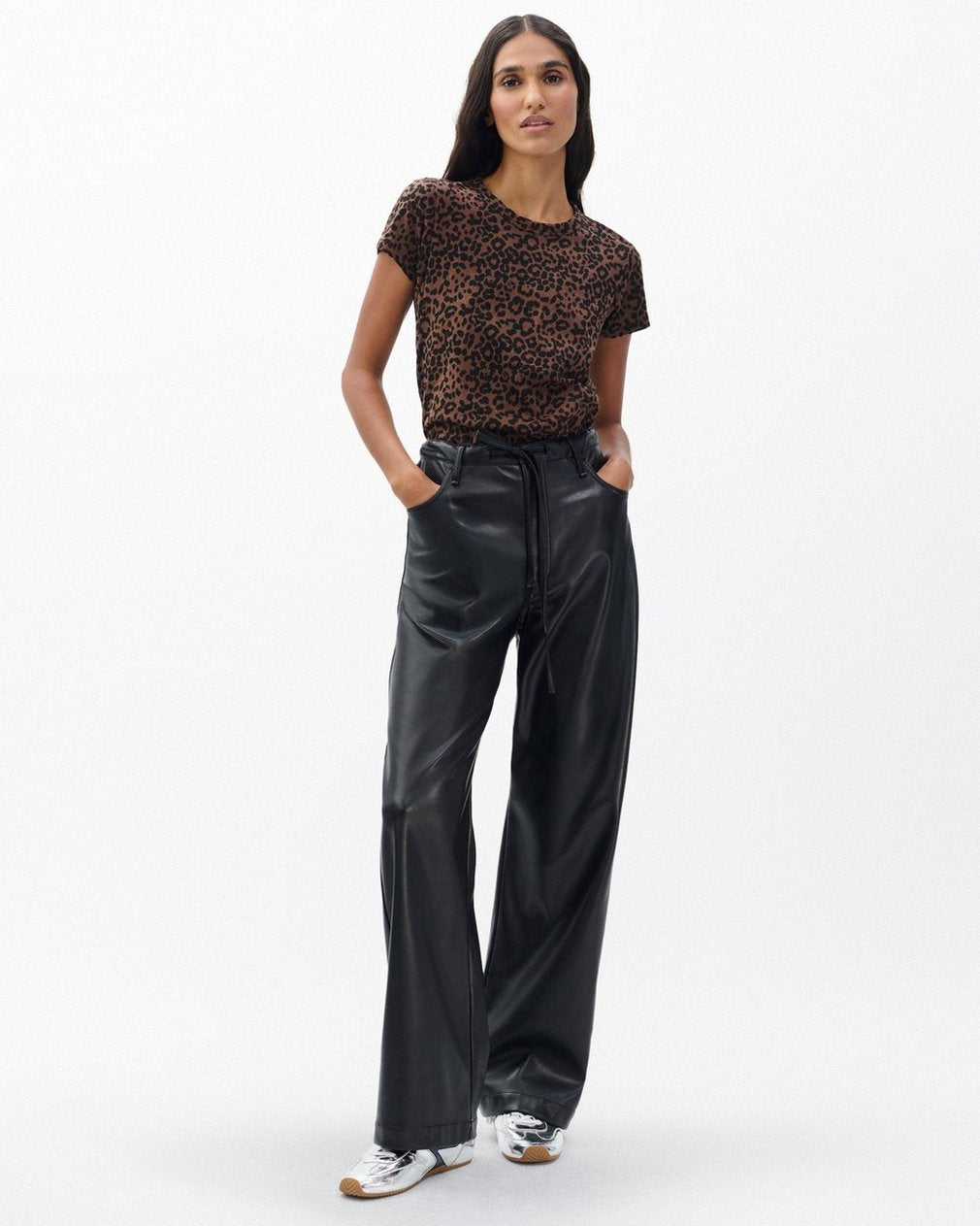 Leopard-Print Cotton Tee - Brown Multi