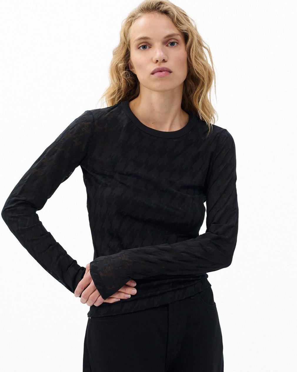 Valencia Houndstooth Tee - Black