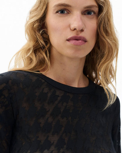 Valencia Houndstooth Tee - Black