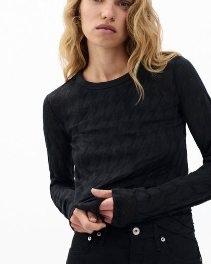 Valencia Houndstooth Tee - Black