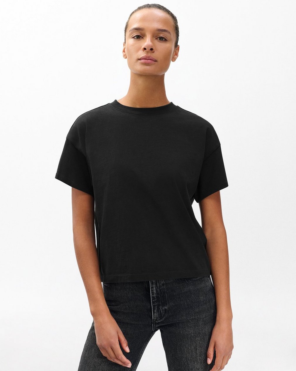 Kelly Boxy Cotton Tee - Black