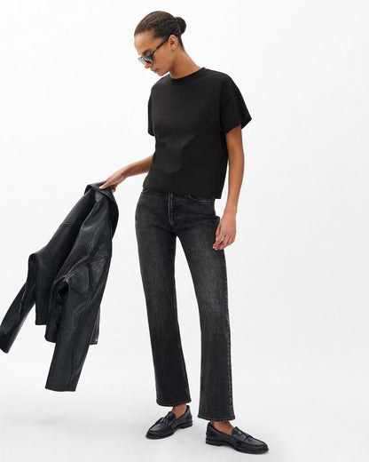 Kelly Boxy Cotton Tee - Black
