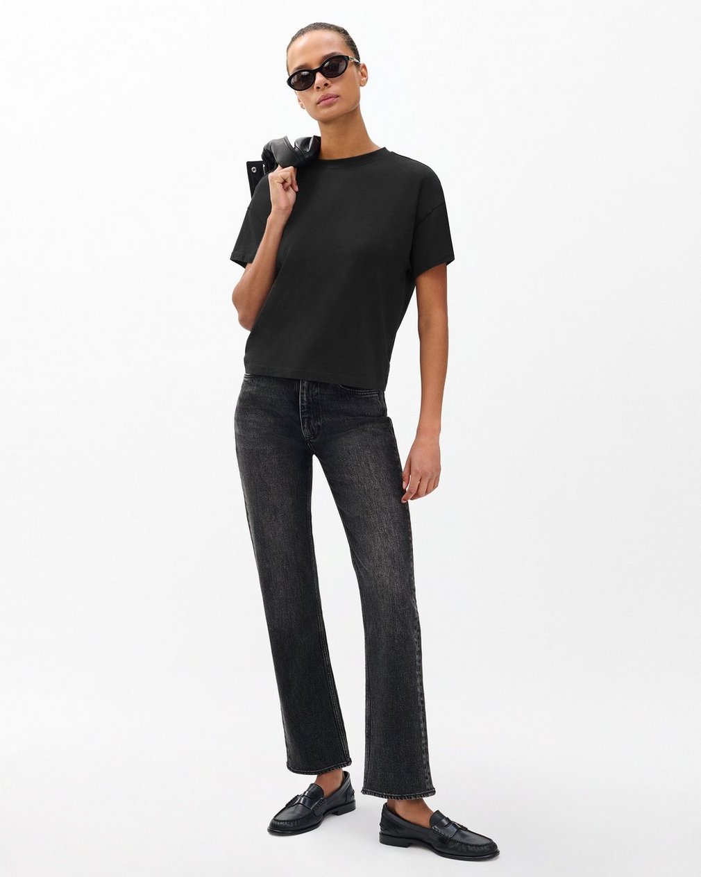 Kelly Boxy Cotton Tee - Black
