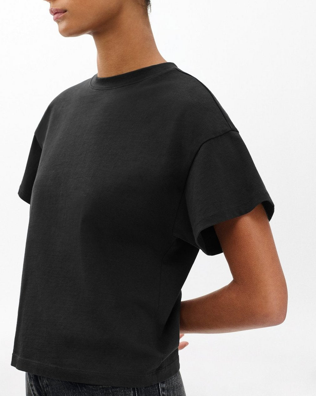 Kelly Boxy Cotton Tee - Black