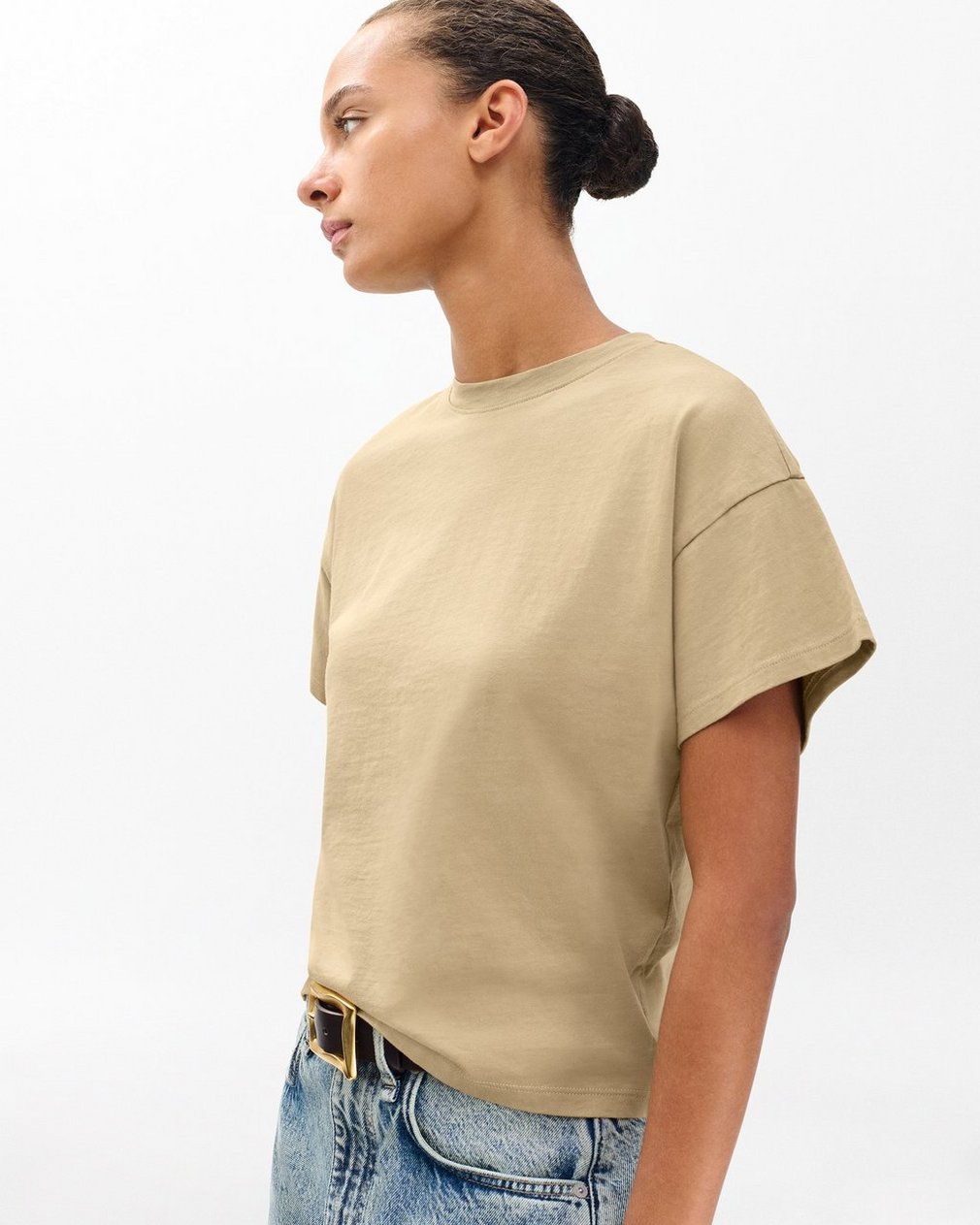 Kelly Boxy Cotton Tee - Dusty Taupe