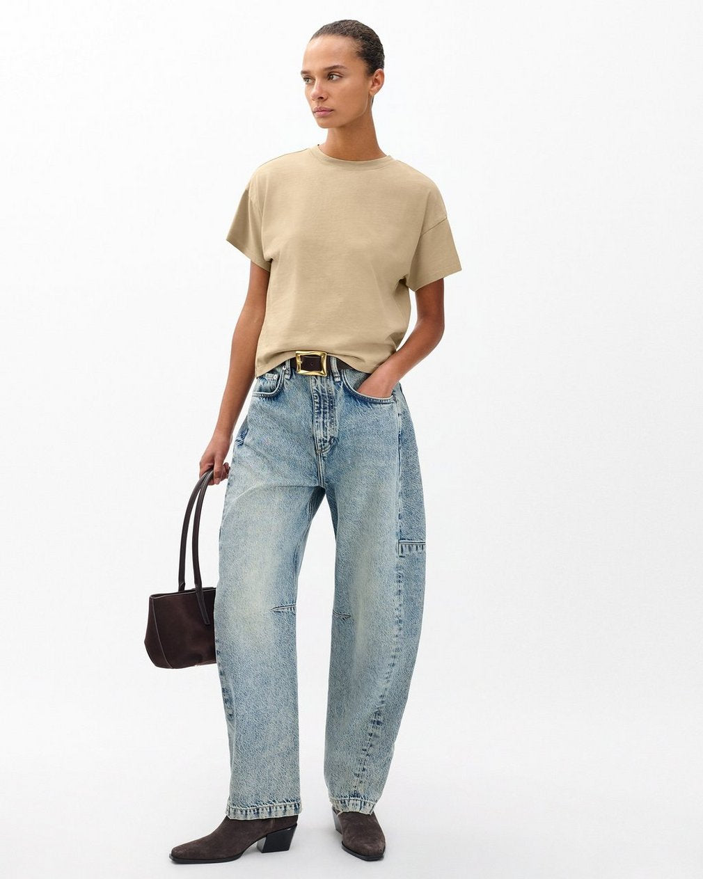 Kelly Boxy Cotton Tee - Dusty Taupe