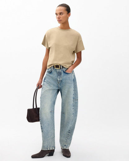 Kelly Boxy Cotton Tee - Dusty Taupe