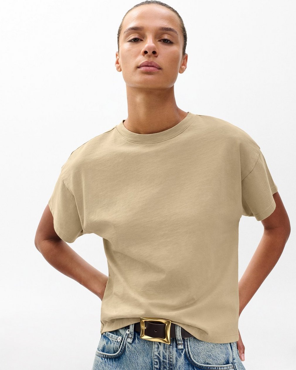 Kelly Boxy Cotton Tee - Dusty Taupe