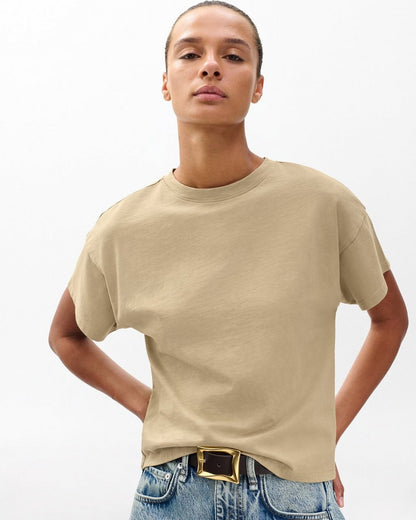 Kelly Boxy Cotton Tee - Dusty Taupe