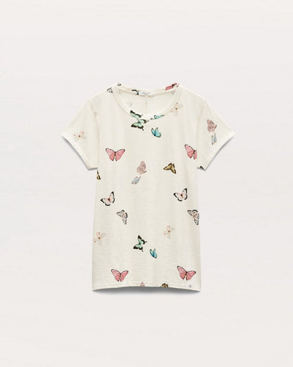 Butterfly Printed Cotton T-Shirt - Ivory Multi