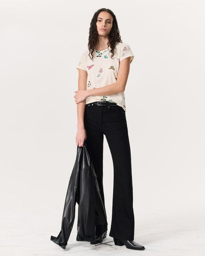 Butterfly Printed Cotton T-Shirt - Ivory Multi