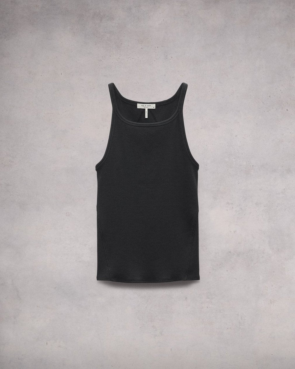 Essential Rib String Tank - Black