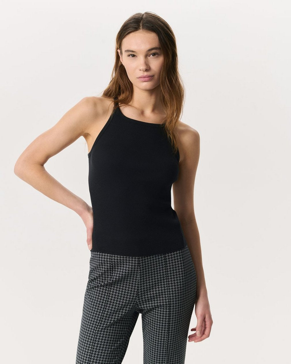 Essential Rib String Tank - Black