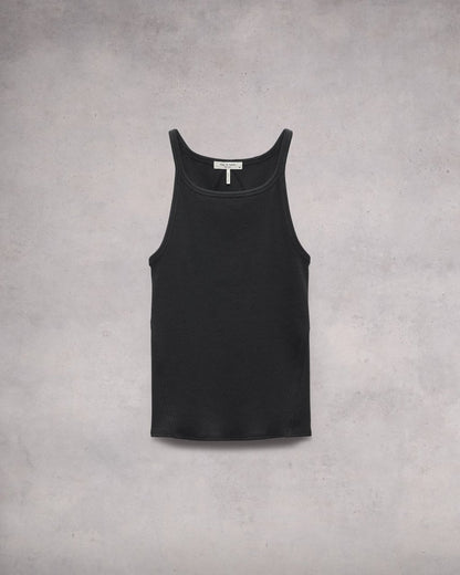 Essential Rib String Tank - Black