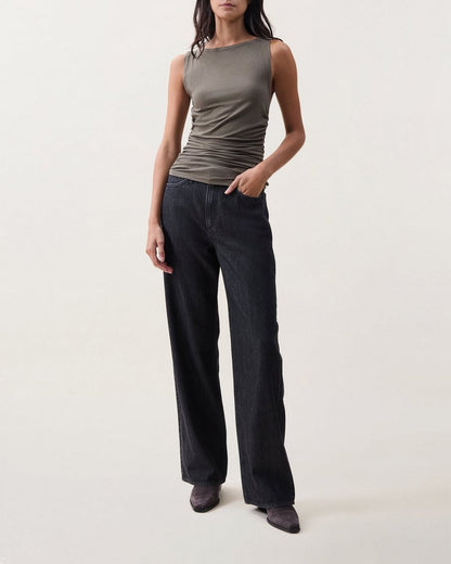 Lucy Ruched Tank Top - Gravel