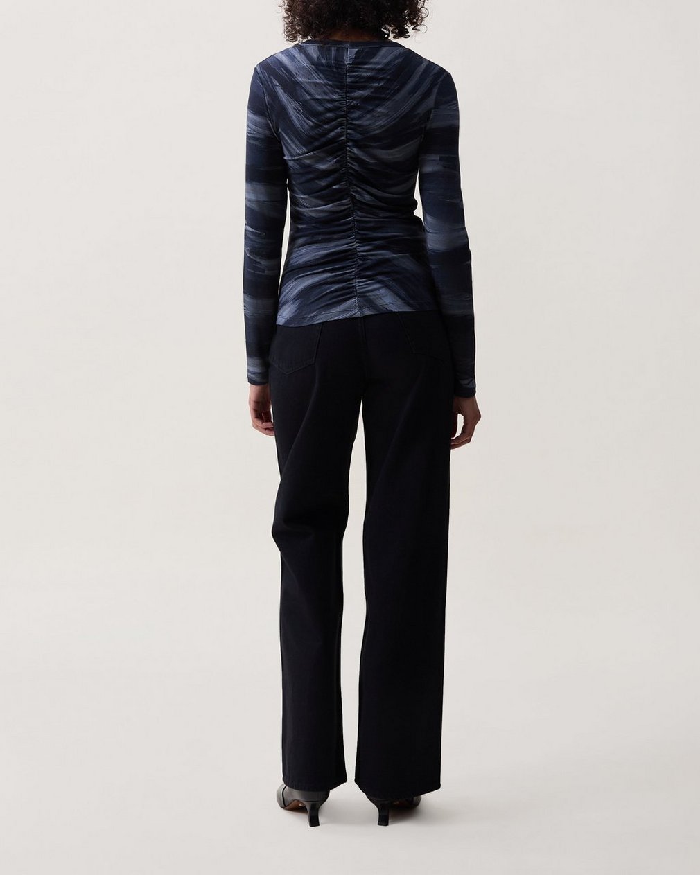 Lucy Shirred Top - Navy Multi