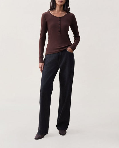 Essie Ribbed Henley - Espresso