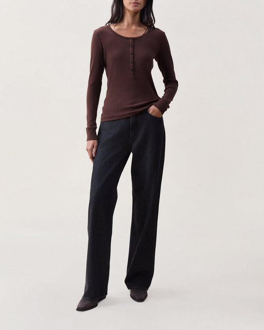 Essie Ribbed Henley - Espresso