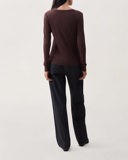Essie Ribbed Henley - Espresso
