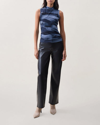 Aliyah Mesh Mockneck Top - Navy Multi