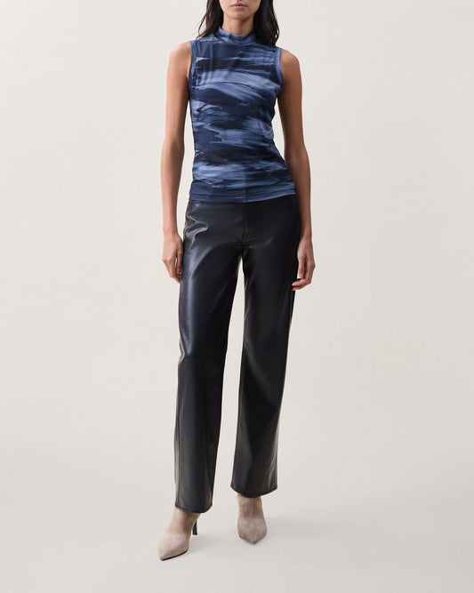 Aliyah Mesh Mockneck Top - Navy Multi