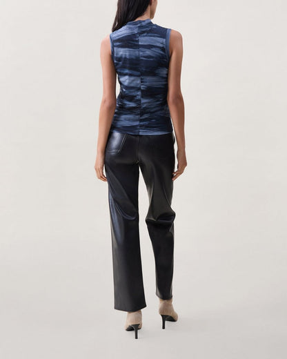 Aliyah Mesh Mockneck Top - Navy Multi